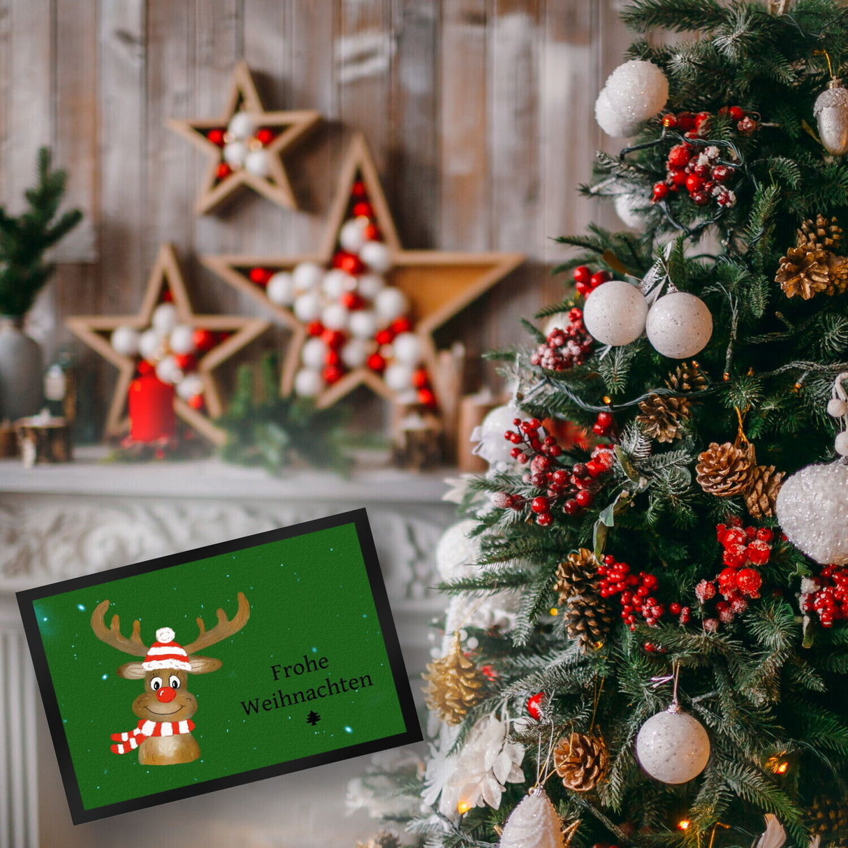 Frohe Weihnachten Rentier Fußmatte
