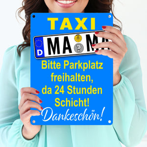 Taxi Mama Metallschild -Gelb zum Thema Mutter sein