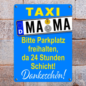 Taxi Mama Metallschild -Gelb zum Thema Mutter sein