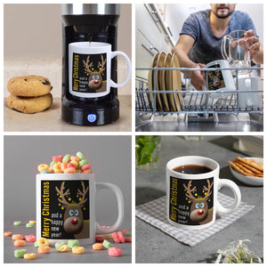Rentier Motiv und Spruch Kaffeebecher zum Thema Weihnachten