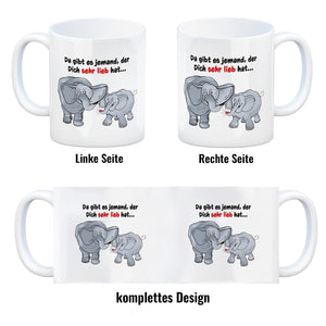 Kaffeebecher zum Thema Liebe mit Elefanten Motiv