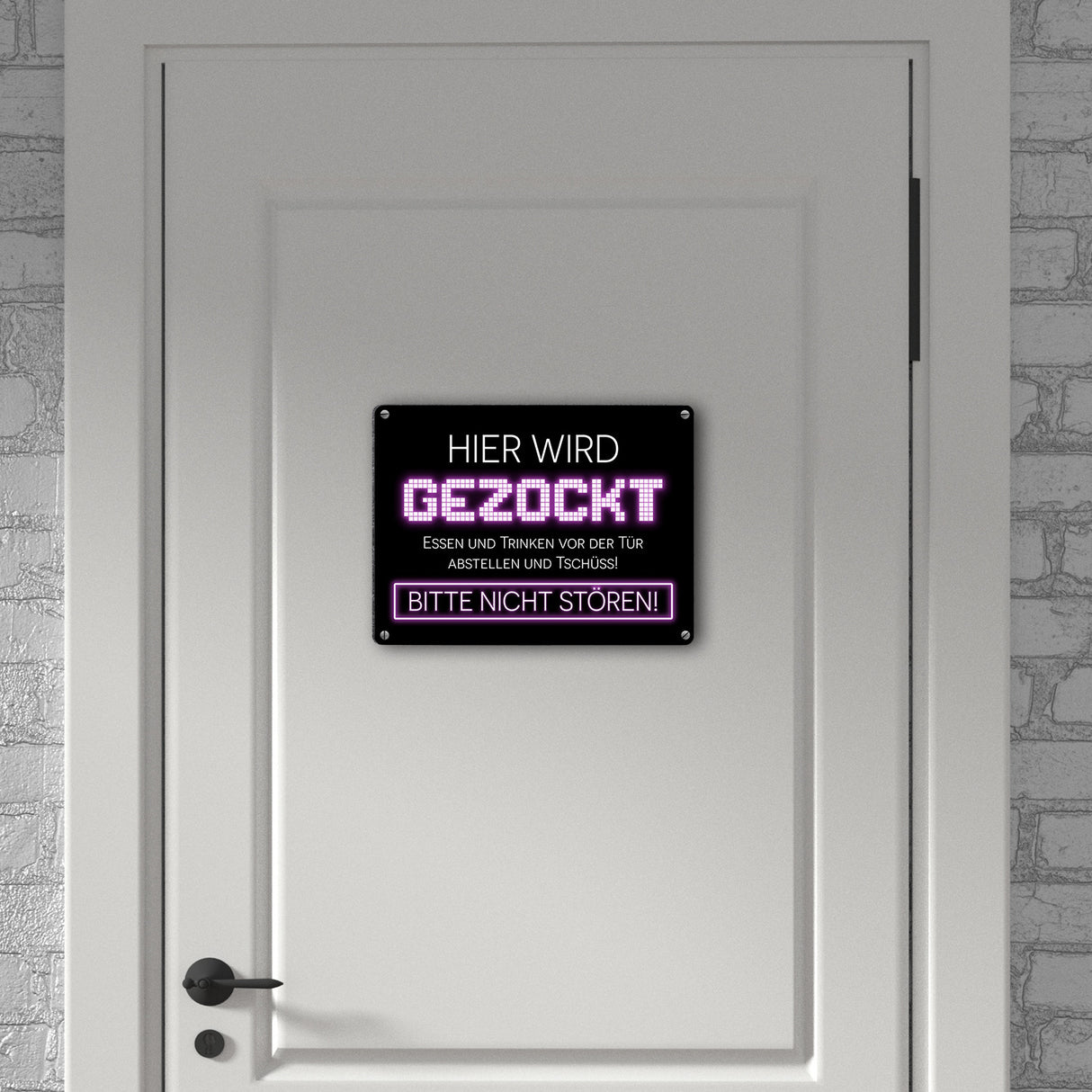 Hier wird gezockt Metallschild für Gamer in violett