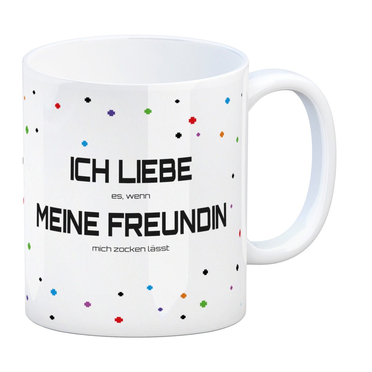 Ich liebe es, wenn meine Freundin mich zocken lässt Kaffeebecher mit Pixelherz