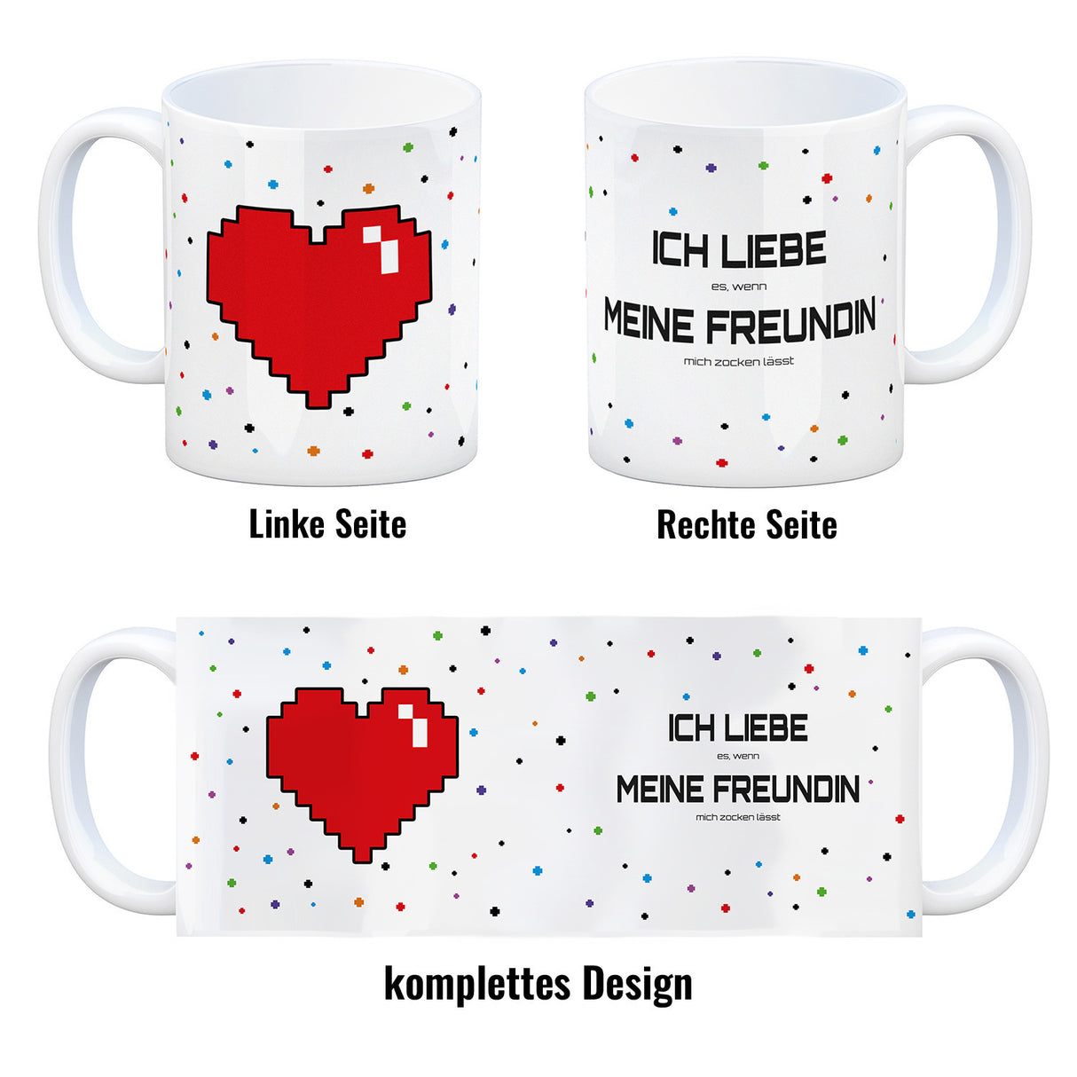 Ich liebe es, wenn meine Freundin mich zocken lässt Kaffeebecher mit Pixelherz