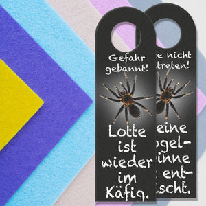 Bitte nicht eintreten oder Gefahr gebannt Türhänger mit Vogelspinne Motiv
