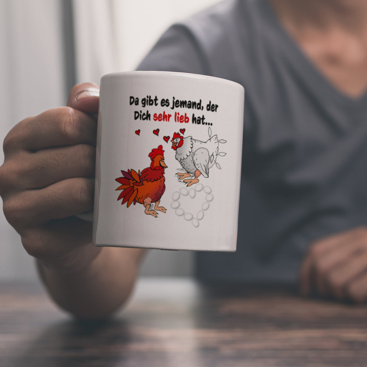 Da gibt es jemand, der dich sehr lieb hat Kaffeebecher mit Hühnern