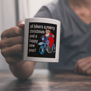 Weihnachten Biker Kaffeebecher mit Weihnachtsmann auf Motorrad