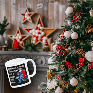Weihnachten Biker Kaffeebecher mit Weihnachtsmann auf Motorrad