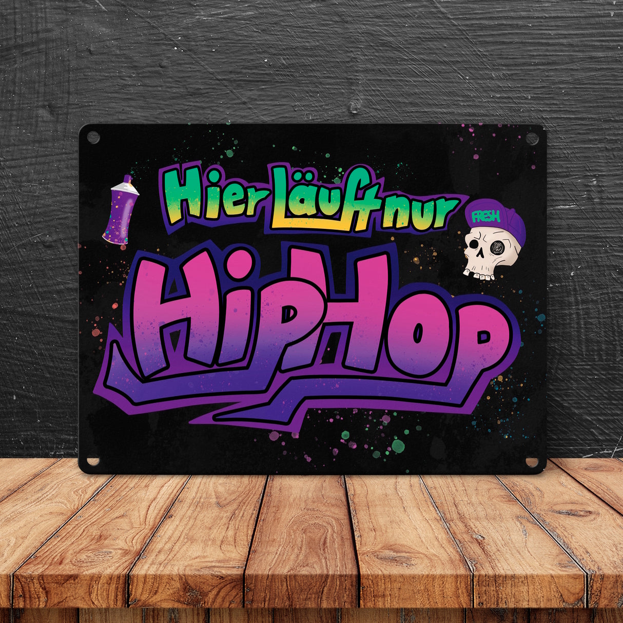 Hier läuft nur Hip-Hop Metallschild mit Graffitimotiv