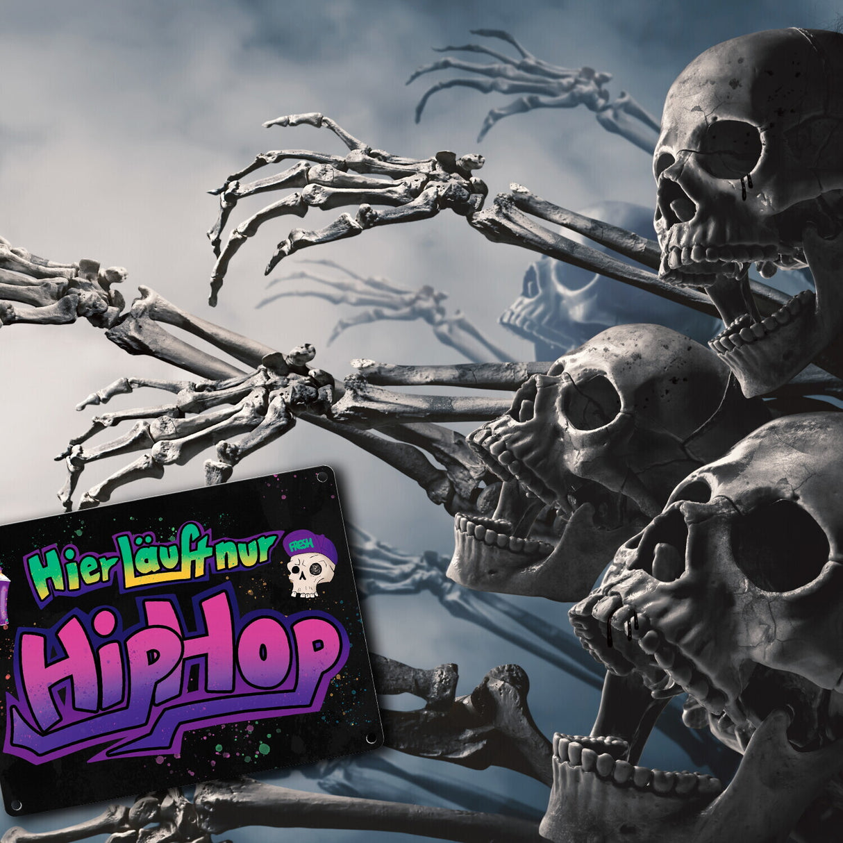 Hier läuft nur Hip-Hop Metallschild mit Graffitimotiv