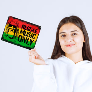 Reggae Music Only Metallschild mit Rastafarigesicht