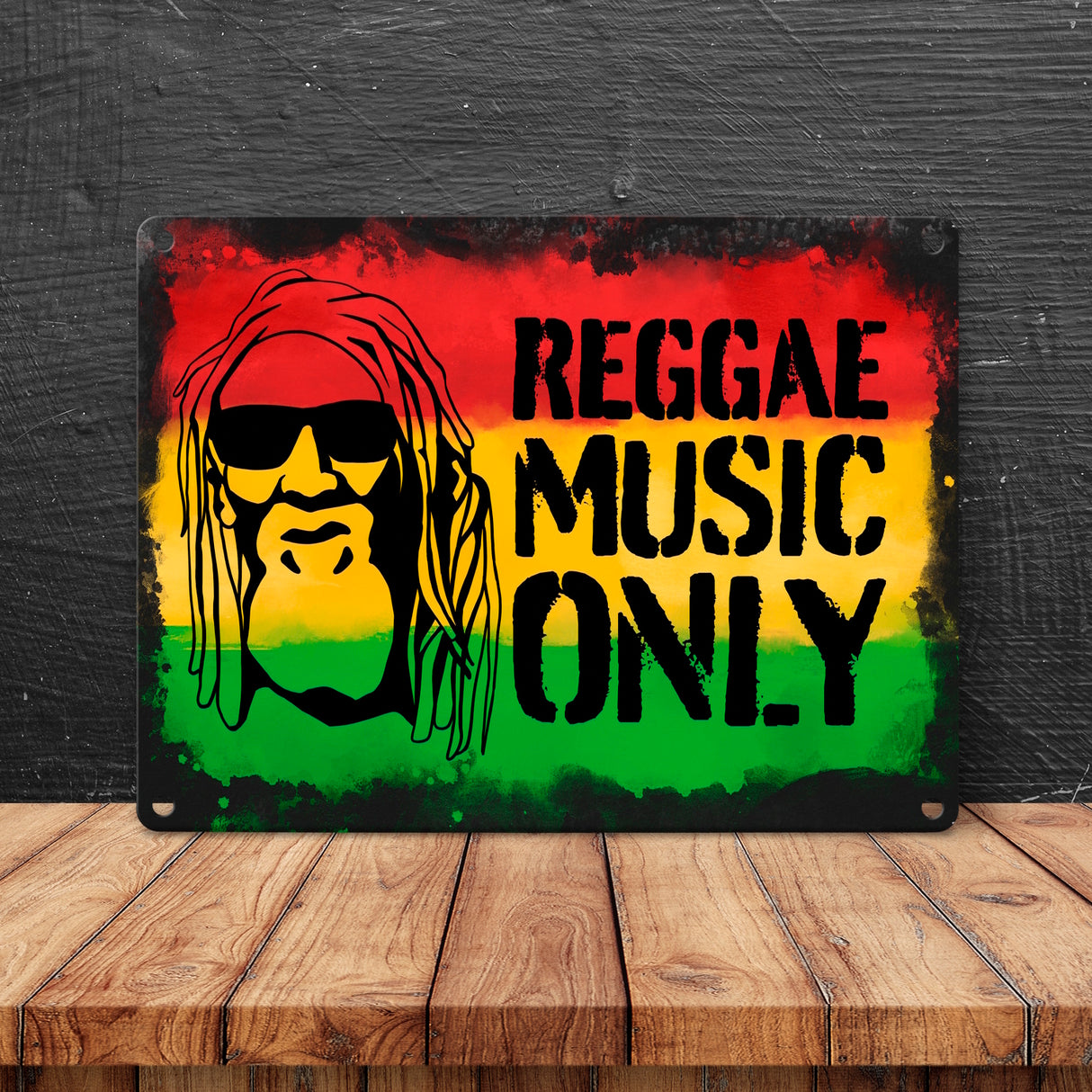 Reggae Music Only Metallschild mit Rastafarigesicht