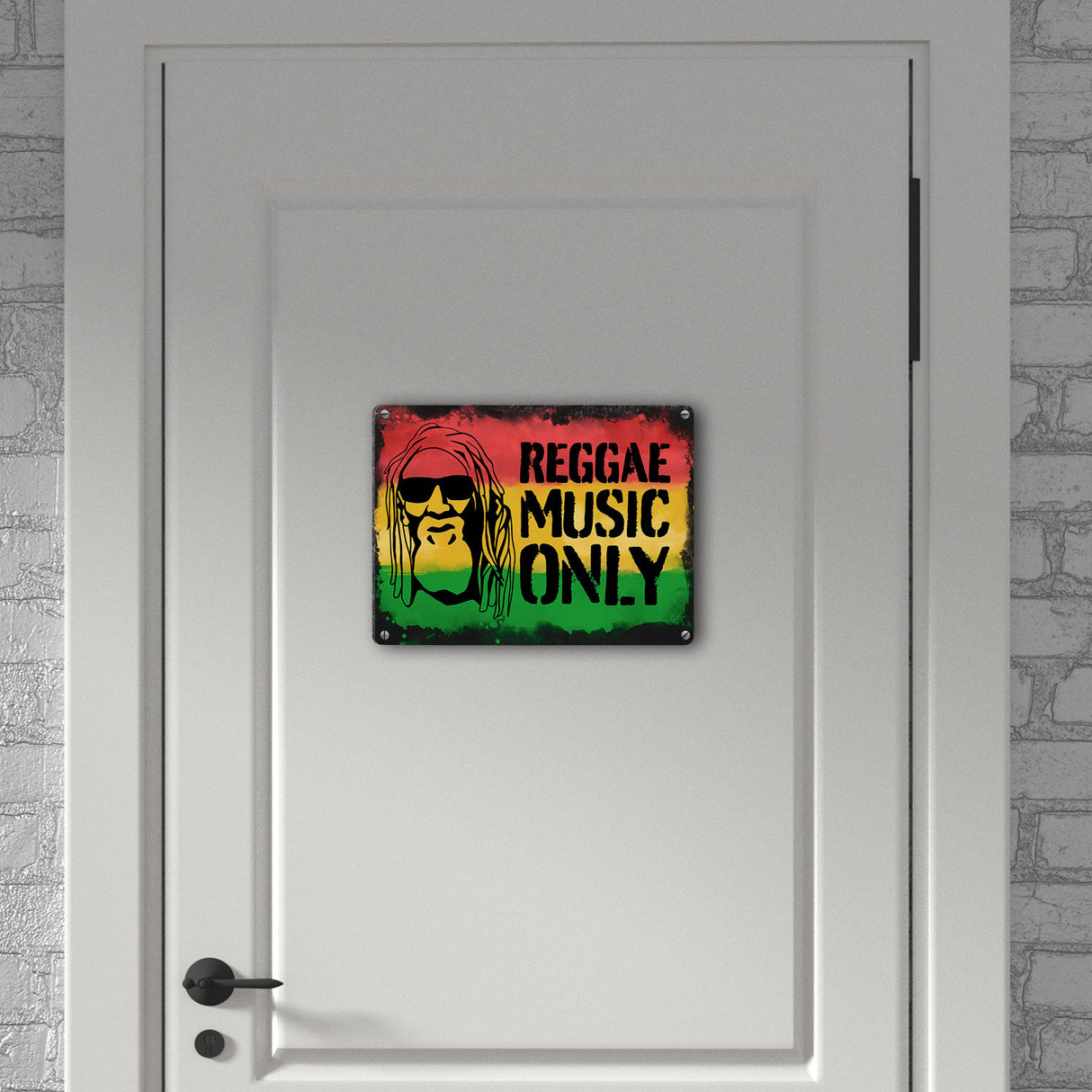Reggae Music Only Metallschild mit Rastafarigesicht