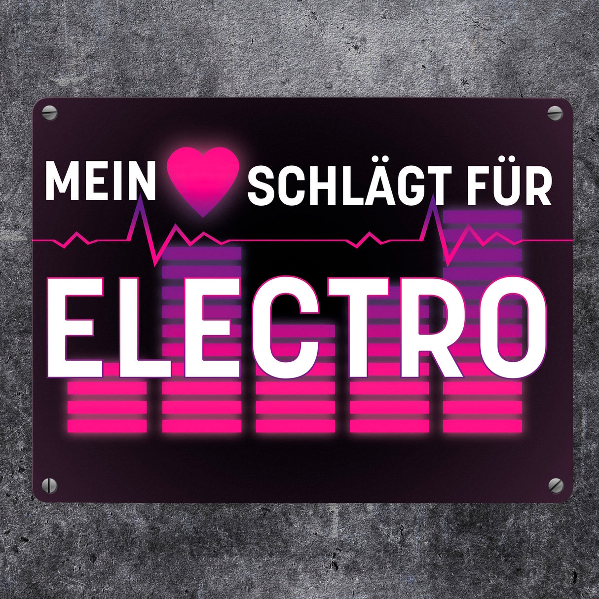 Mein Herz schlägt für Electro Metallschild im Neondesign