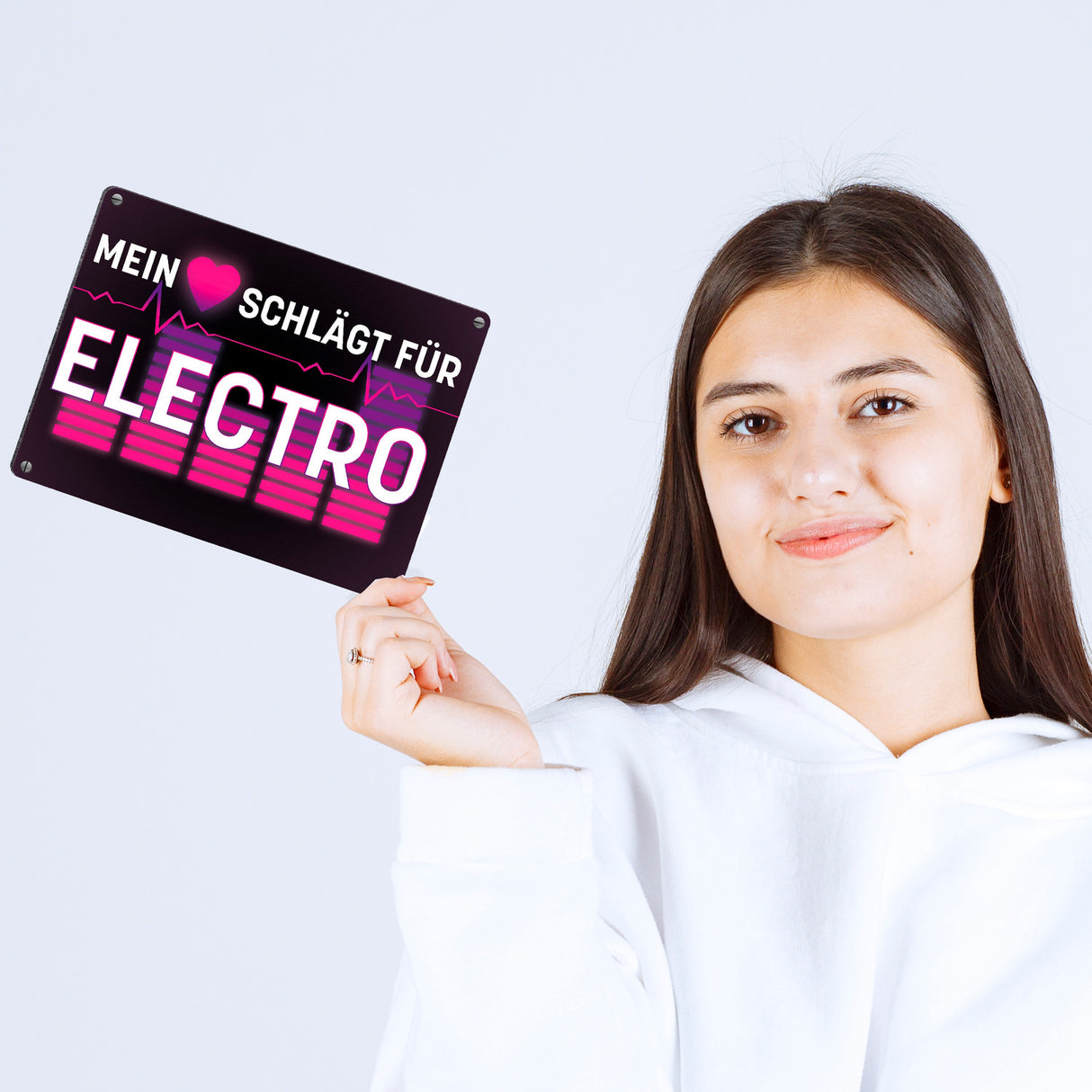 Mein Herz schlägt für Electro Metallschild im Neondesign