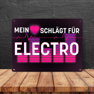 Mein Herz schlägt für Electro Metallschild im Neondesign
