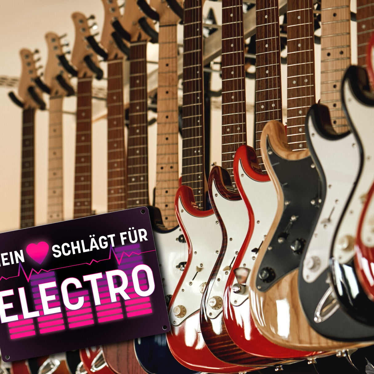 Mein Herz schlägt für Electro Metallschild im Neondesign