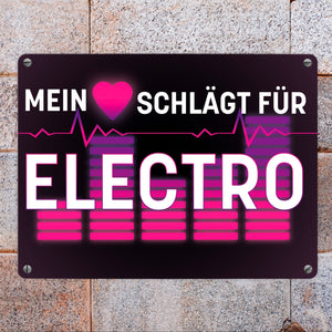 Mein Herz schlägt für Electro Metallschild im Neondesign