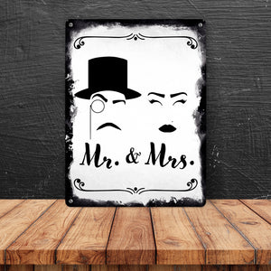 Mr. und Mrs. Metallschild für Paare als Retro Deko für die Wohnung