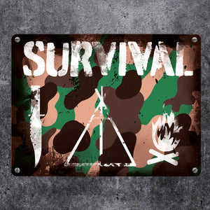 Survival Tarnmuster Metallschild im Used-Look