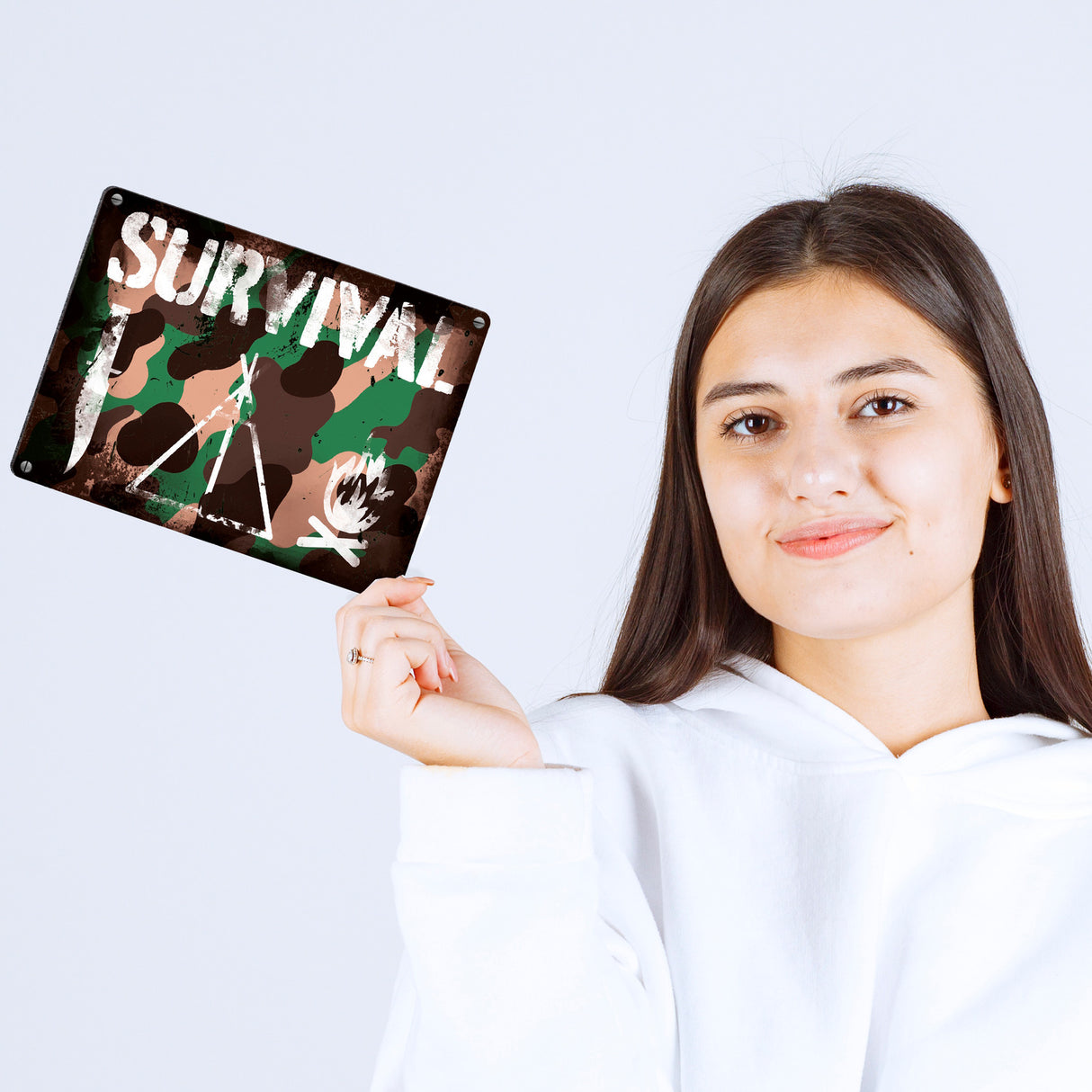 Survival Tarnmuster Metallschild im Used-Look