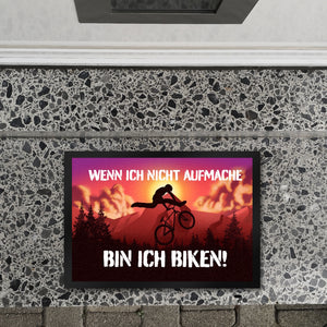 Wenn ich nicht aufmache bin ich biken Fußmatte mit Mountainbiker