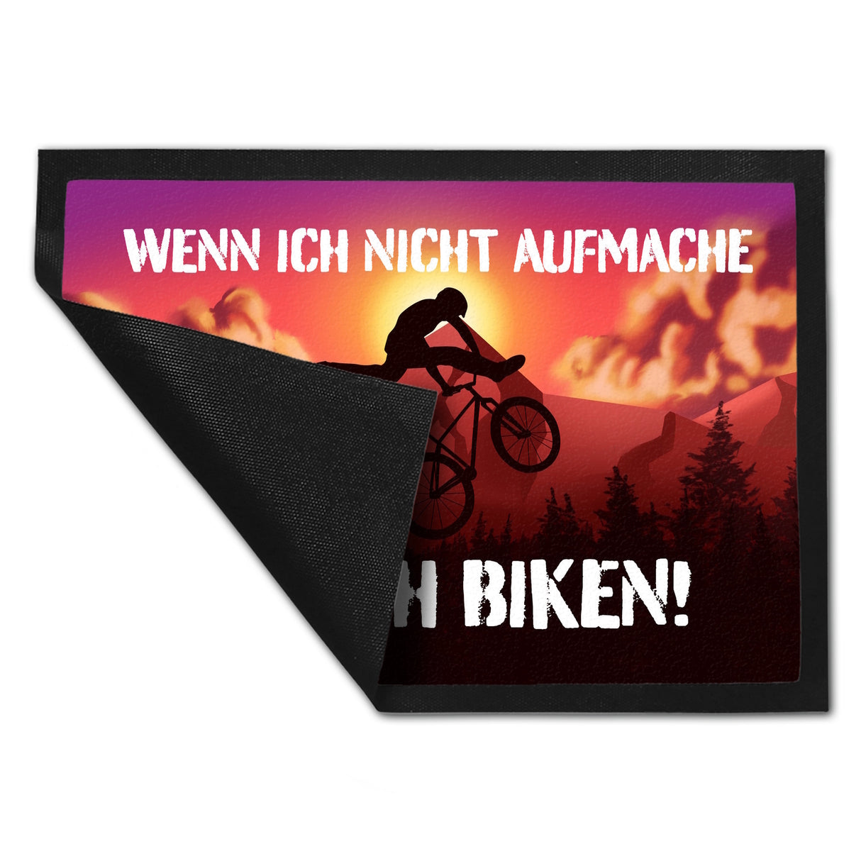 Wenn ich nicht aufmache bin ich biken Fußmatte mit Mountainbiker