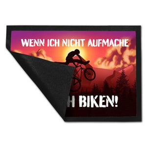 Wenn ich nicht aufmache bin ich biken Fußmatte mit Mountainbiker
