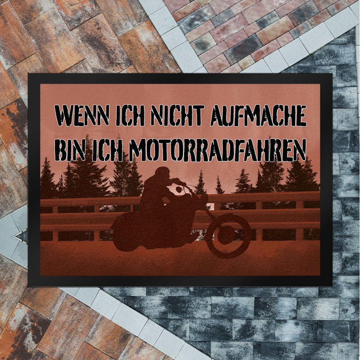 Wenn ich nicht aufmache bin ich Motorradfahren Fußmatte mit Chopper