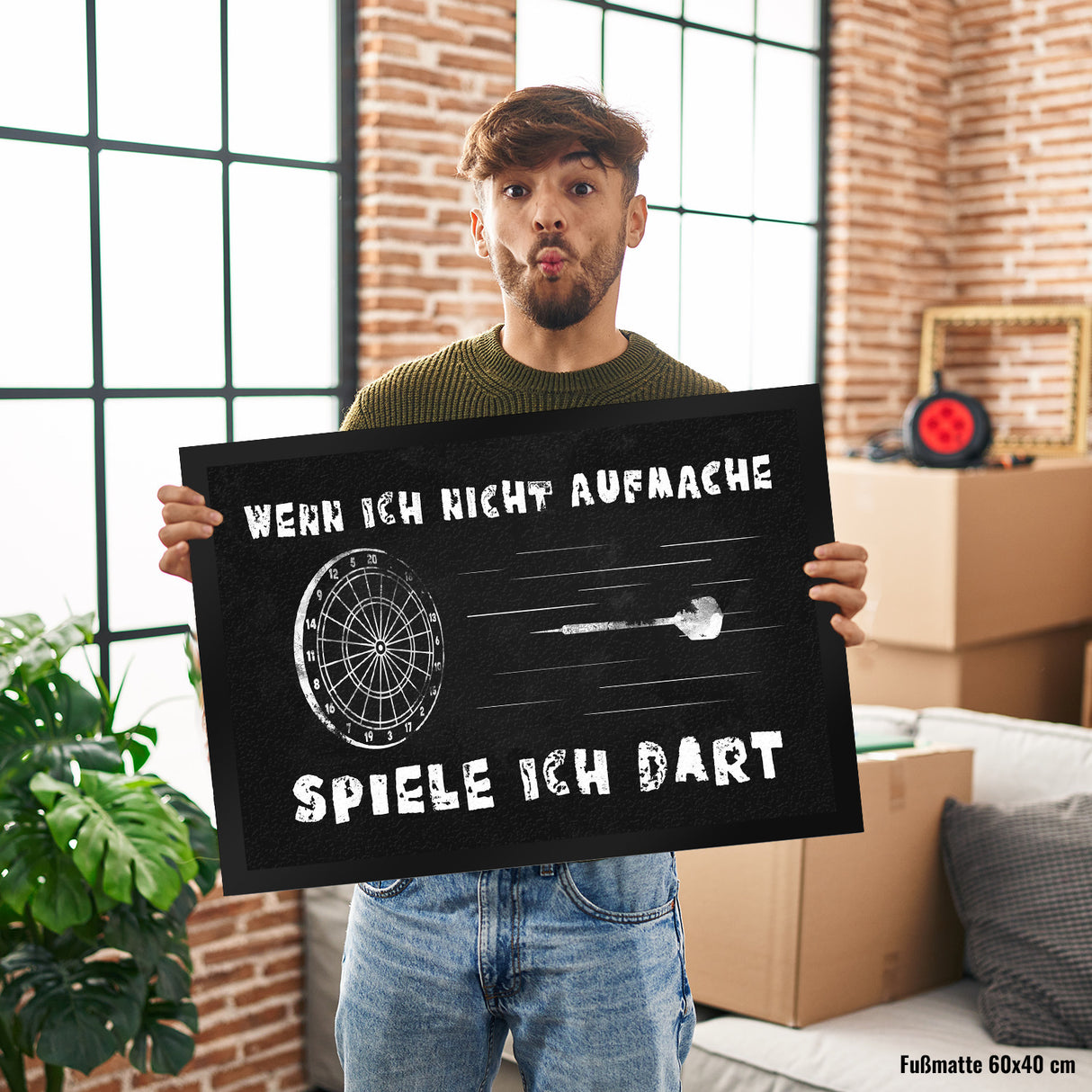 Wenn ich nicht aufmache spiele ich Dart Fußmatte mit Dartscheibe