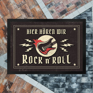 Hier hören wir Rock n' Roll Fußmatte mit Gitarren Motiv