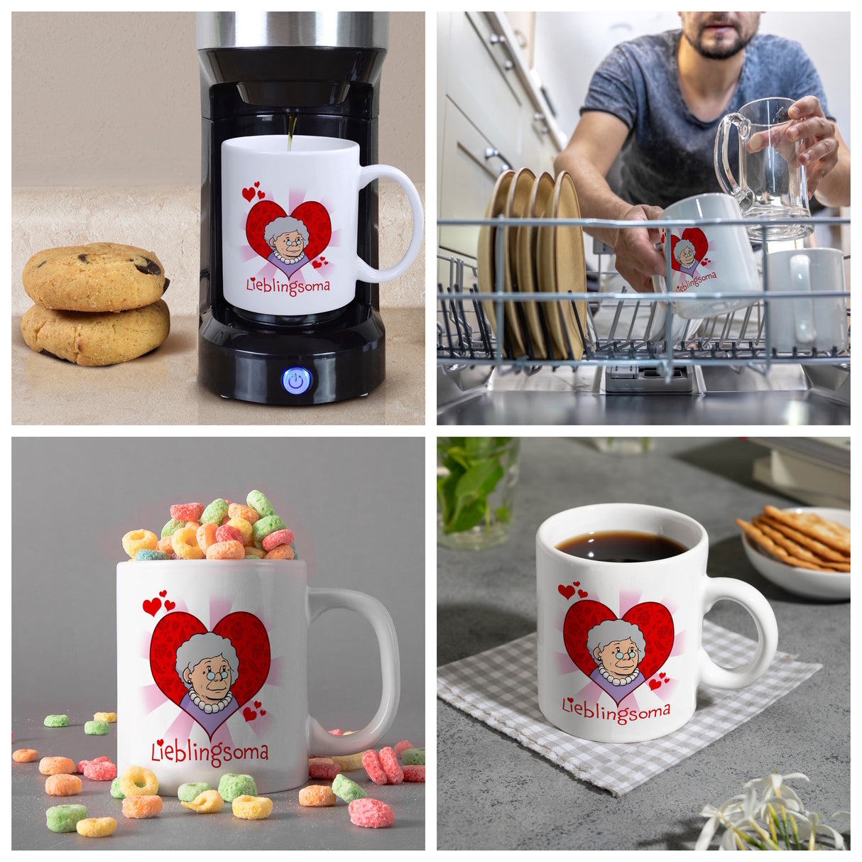 Lieblingsoma Kaffeebecher mit Oma im Herz