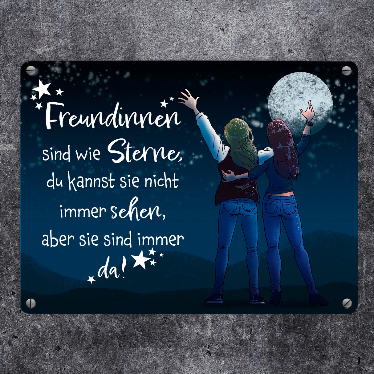 Freundinnen sind wie Sterne Metallschild mit Sternenhimmel