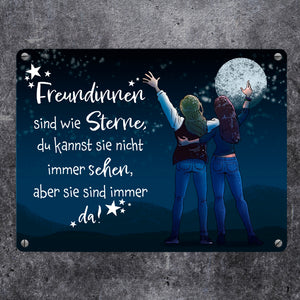 Freundinnen sind wie Sterne Metallschild mit Sternenhimmel