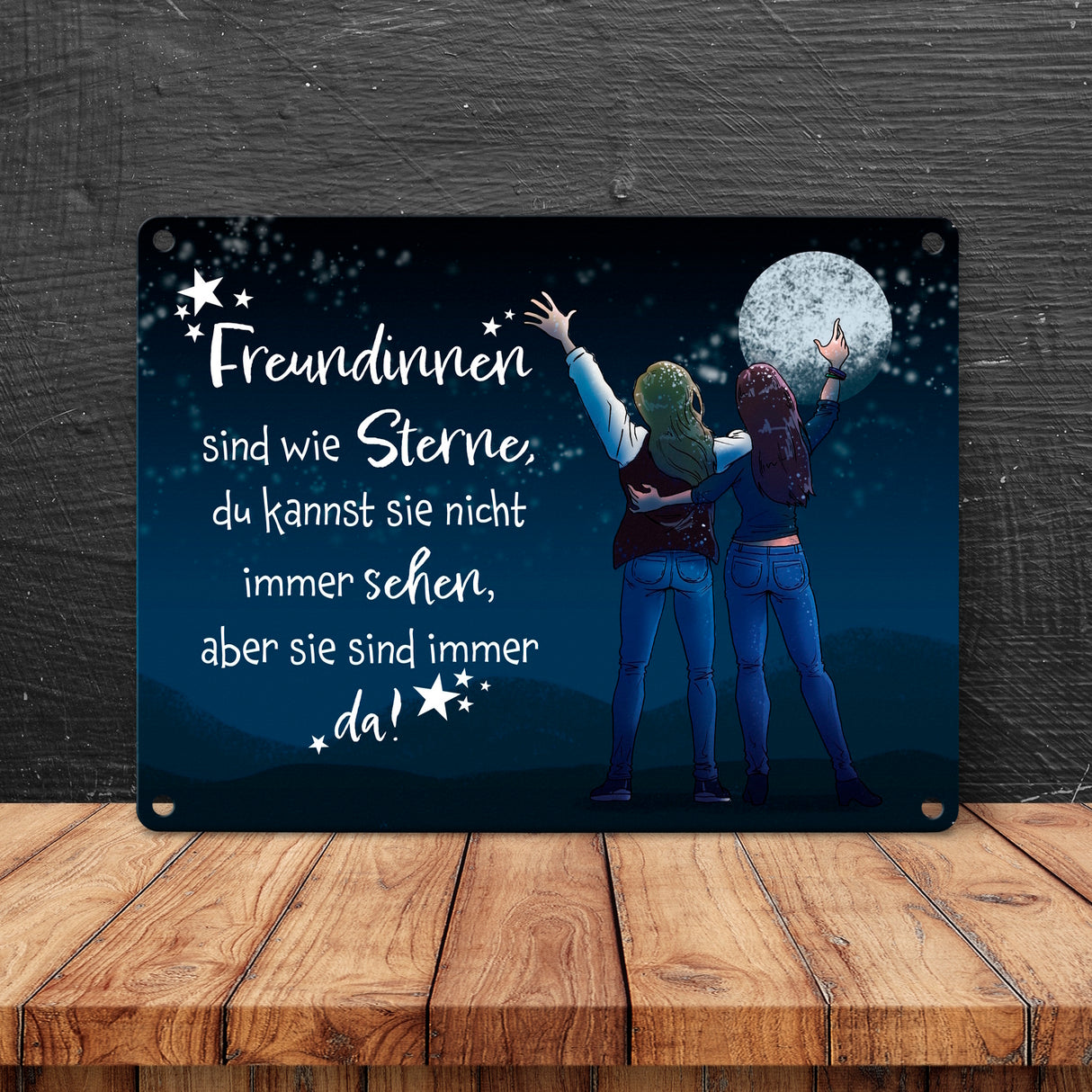 Freundinnen sind wie Sterne Metallschild mit Sternenhimmel