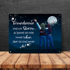 Freundinnen sind wie Sterne Metallschild mit Sternenhimmel