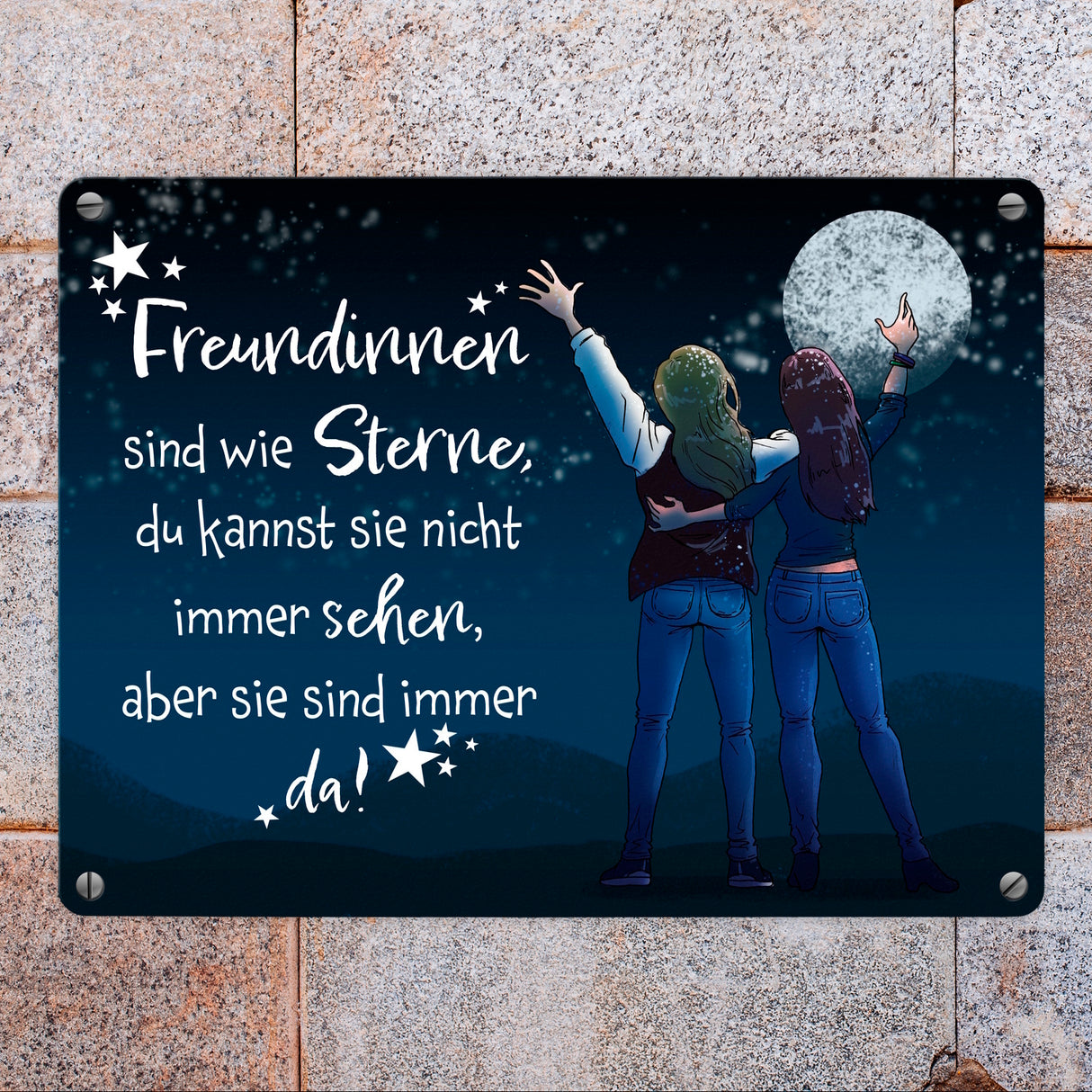 Freundinnen sind wie Sterne Metallschild mit Sternenhimmel