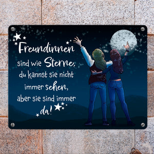 Freundinnen sind wie Sterne Metallschild mit Sternenhimmel