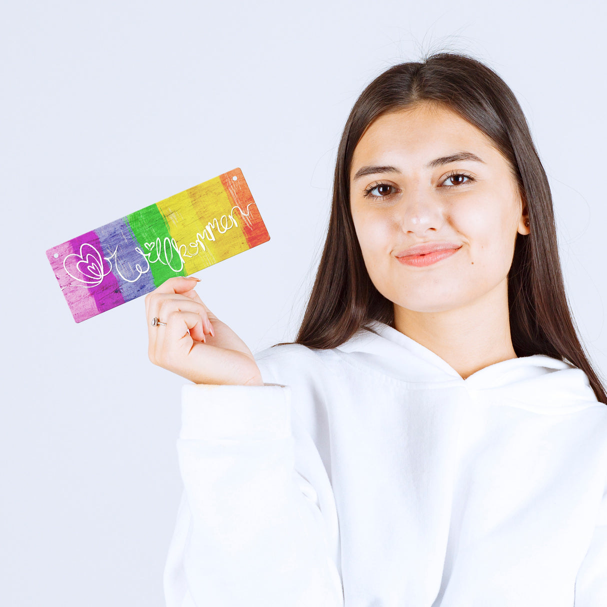 Willkommen Regenbogen LGBTQ Metallschild