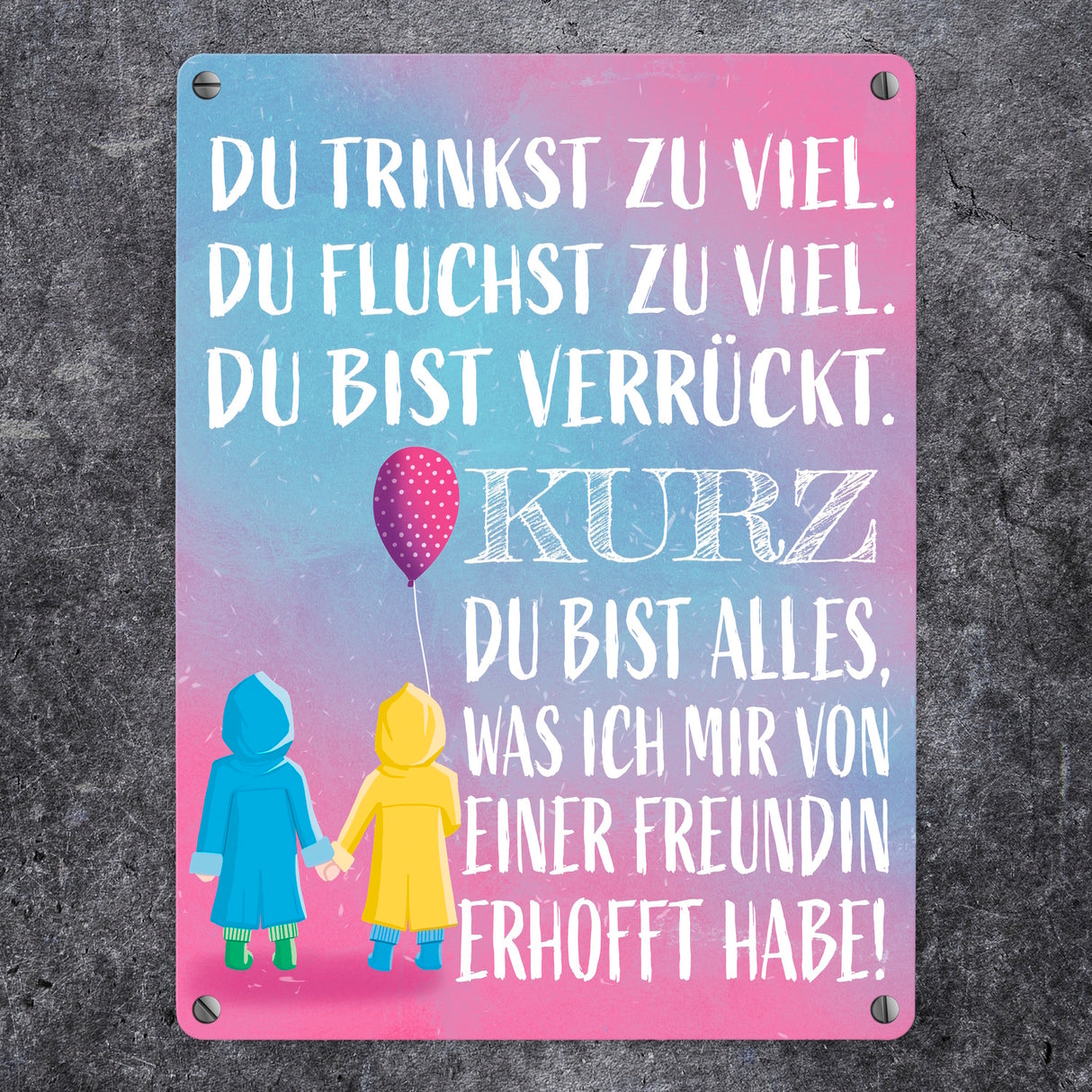Beste Freundin Metallschild mit verrücktem Spruch