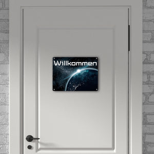 Willkommen im Weltall Metallschild mit Weltraummotiv
