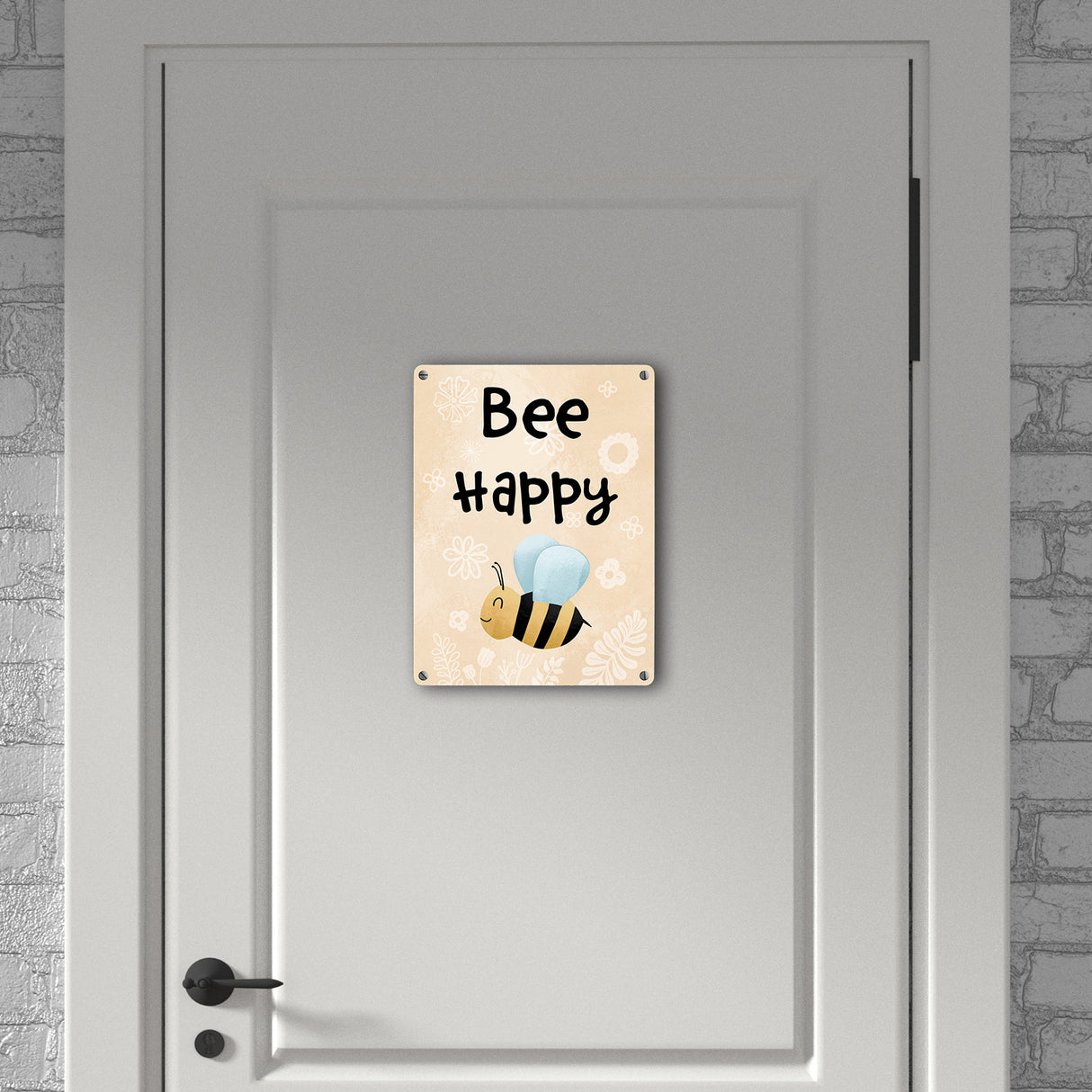Bee Happy lustiges Metallschild mit glücklicher Biene