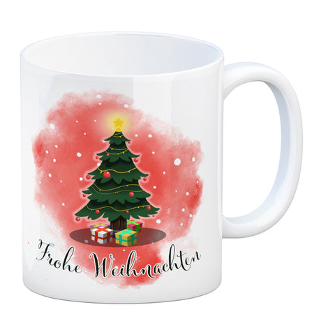 Frohe Weihnachten Kaffeebecher mit andächtigem Weihnachtsbaum