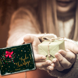 Frohe Feiertage Metallschild mit weihnachtlichem Kranz