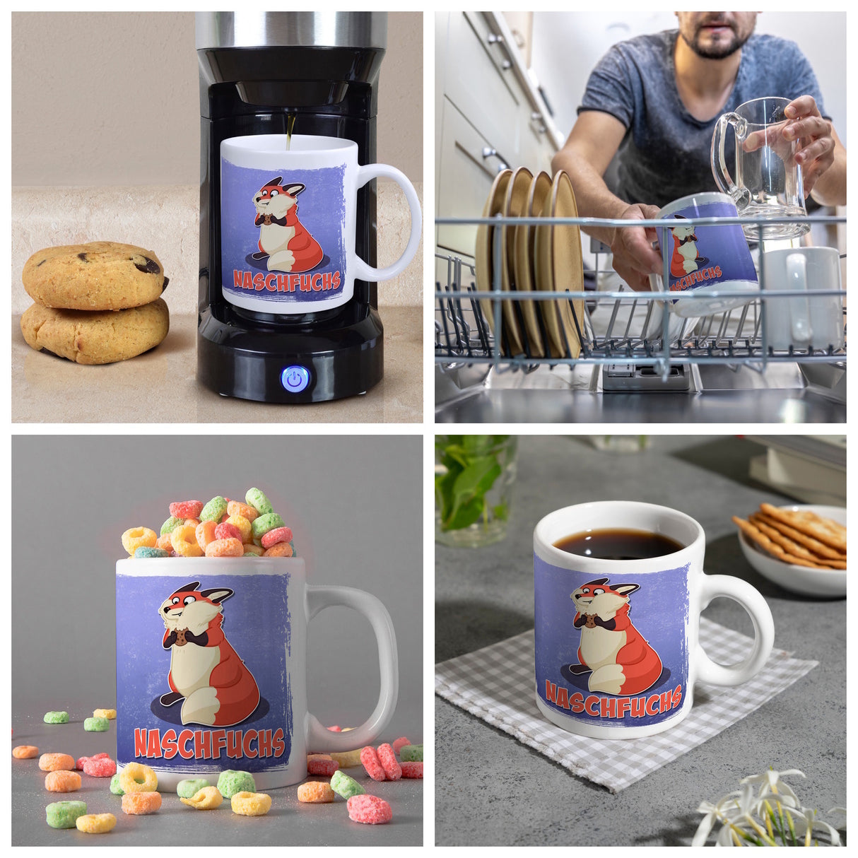 Naschfuchs Kaffeebecher mit lustigem Fuchs Motiv