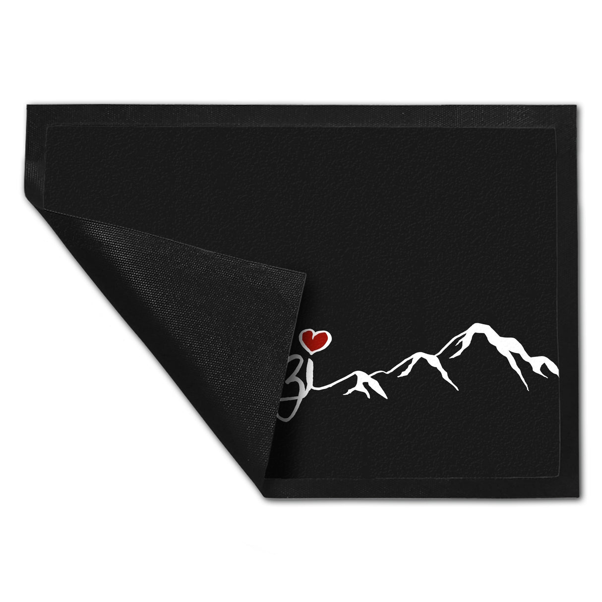 Fußmatte mit Grüezi-Schriftzug Herz und Bergen