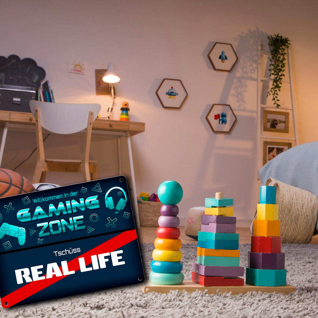 Willkommen in der Gaming Zone Tschüss Real Life Spaß Ortsschild