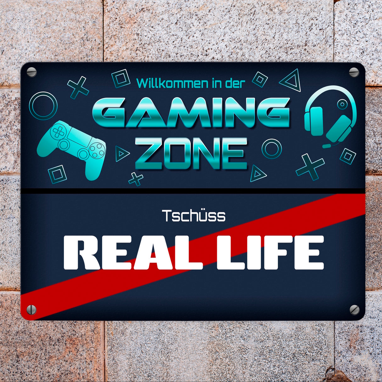 Willkommen in der Gaming Zone Tschüss Real Life Spaß Ortsschild