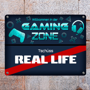 Willkommen in der Gaming Zone Tschüss Real Life Spaß Ortsschild