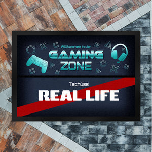 Willkommen in der Gaming Zone Tschüss Real Life Fußmatte